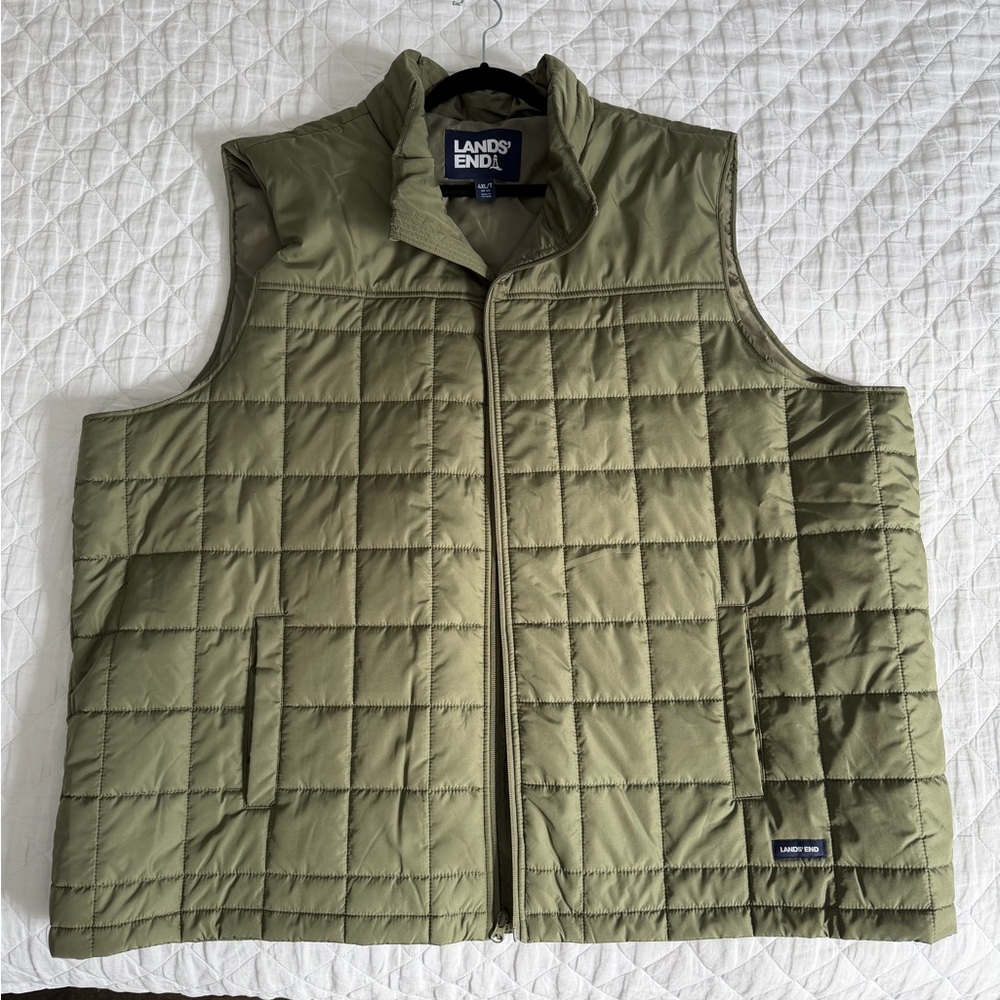 Lands' End Olive Green Quilted Vest